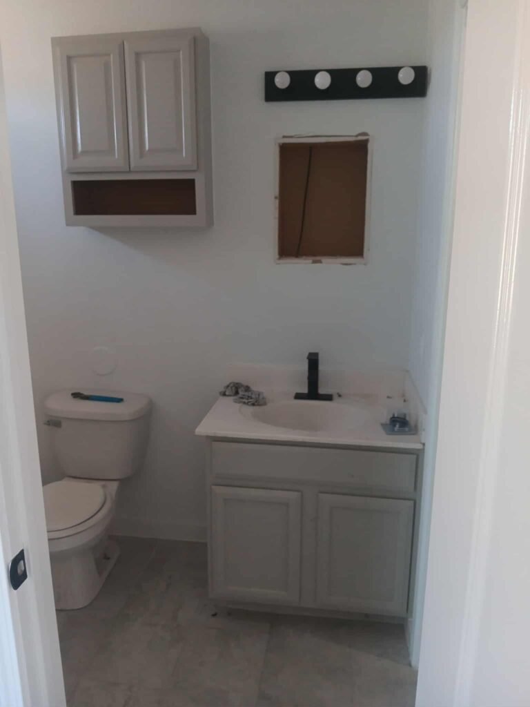 Bathroom vanity cabinet with a fresh finish